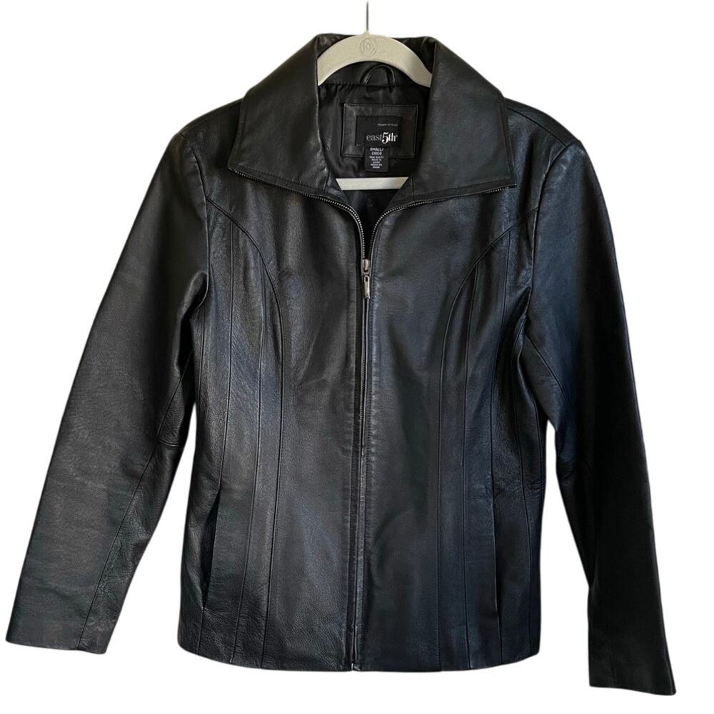 East 5th Genuine Leather Jacket Women's Sz S Zip Up Lined Pockets Y2K